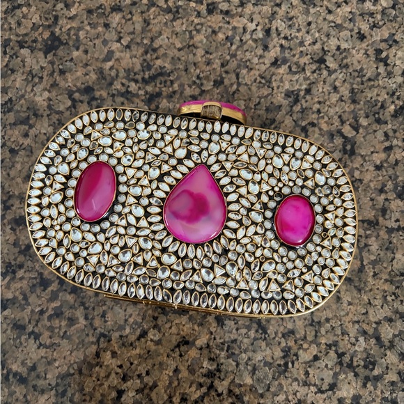 Elegant Pink and Gold Clutch